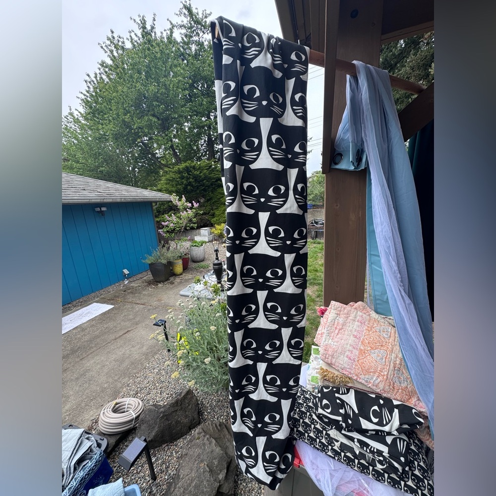IKEA mattram graphic cat print black and white curtains